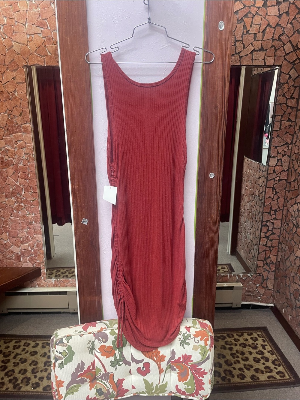 Reformation Ribbed Tank Dress in Brick Red - Picture 7 of 8